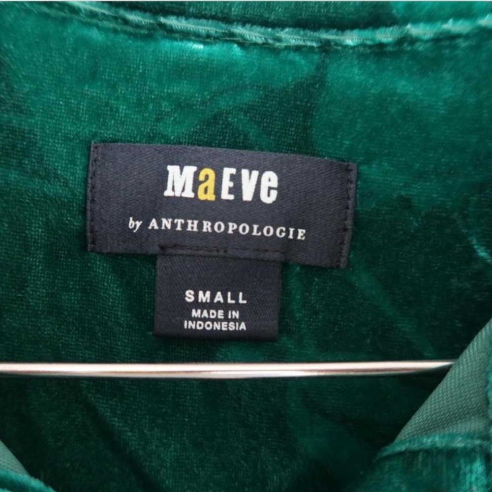 Green velvet Anthropologie‎ Maeve dress #greenvelvet with buttons - Picture 2 of 7